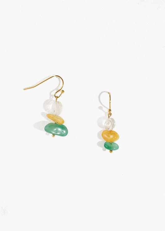 Citrine, Green Aventurine, and Clear Quartz Earrings