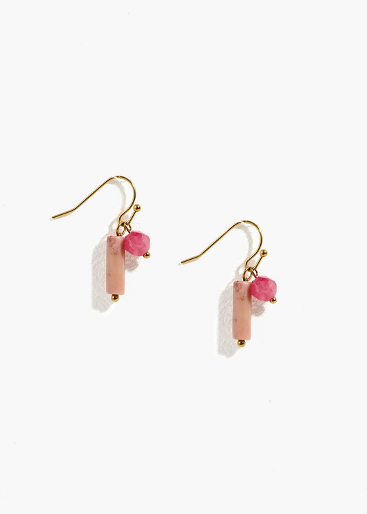 Pink Opal and Rhodonite Hook Earrings