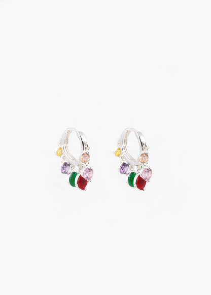 Multi-Gemstone Cluster Hoop Earrings