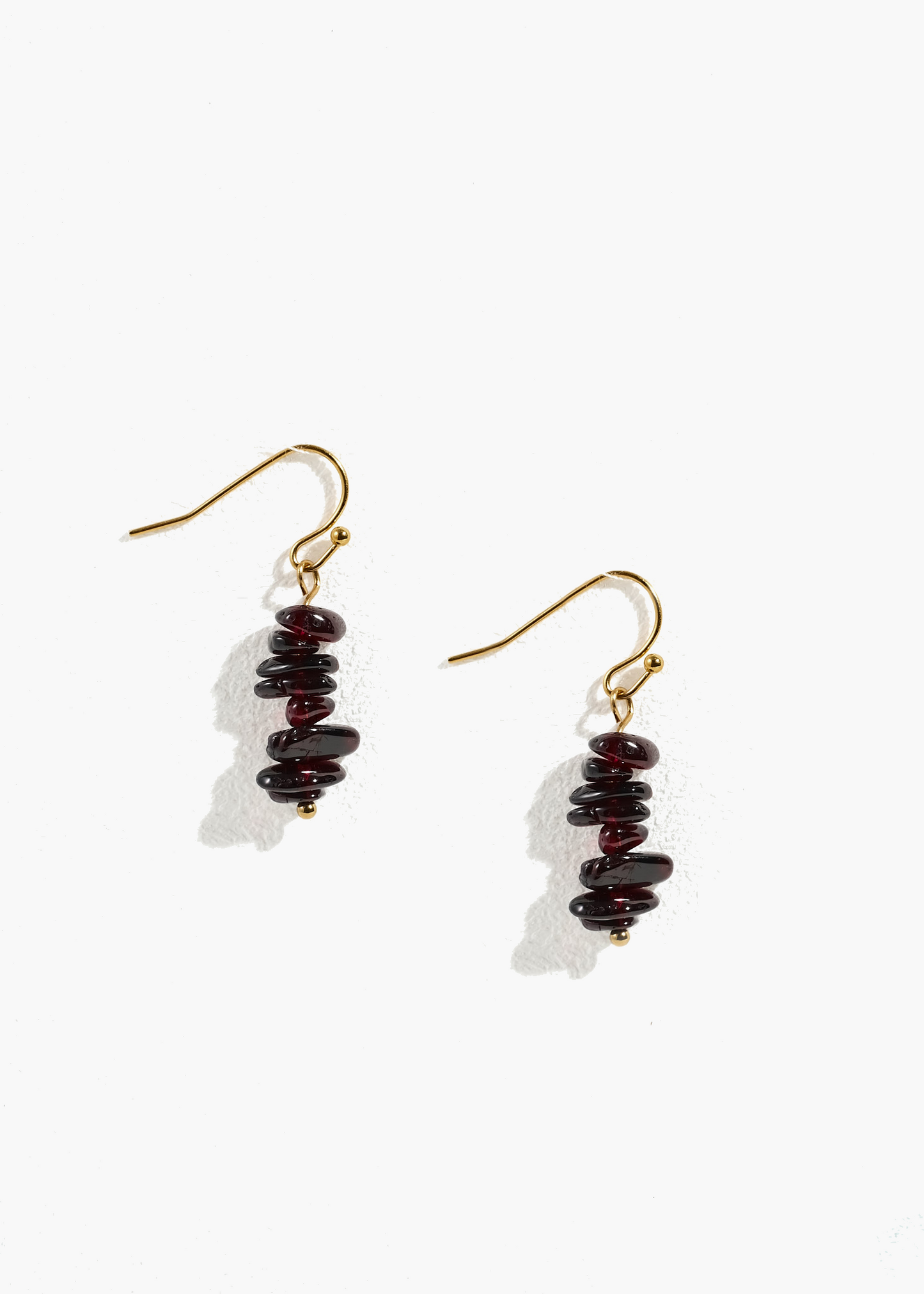 Natural Garnet Chip Hook Earrings