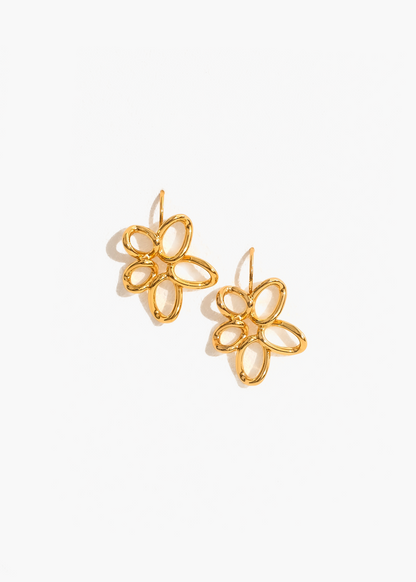 Floral Outline Hook Earrings