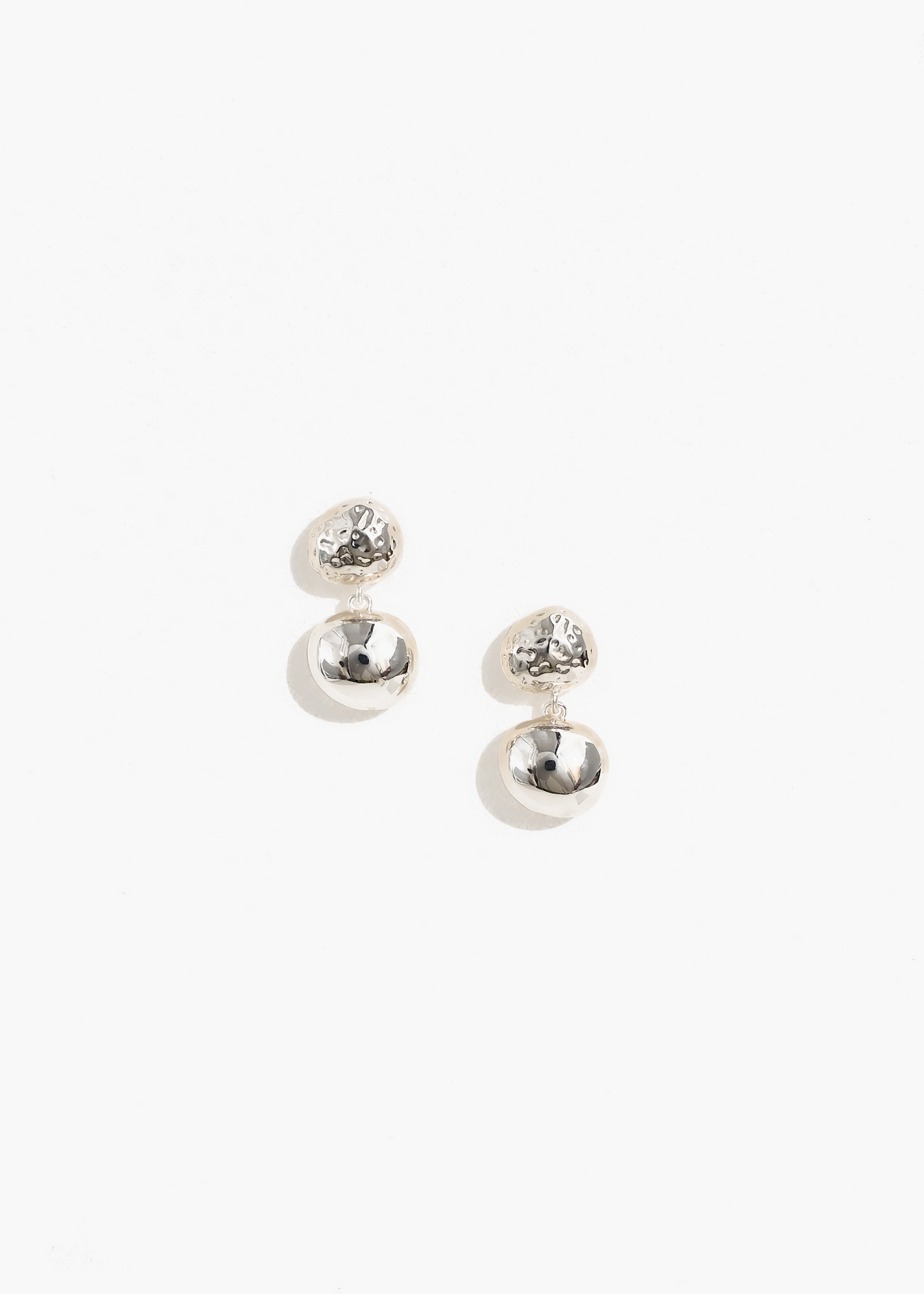 Silver Pebble Drop Earrings