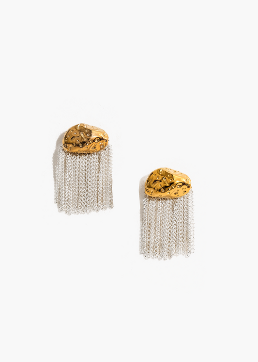 Organic Shape Chain Drape Earrings