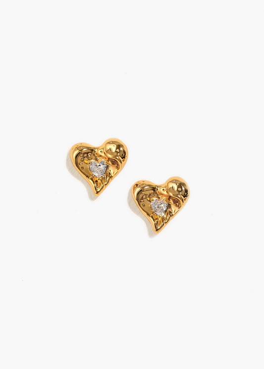 Molten Caramel Heart Earrings