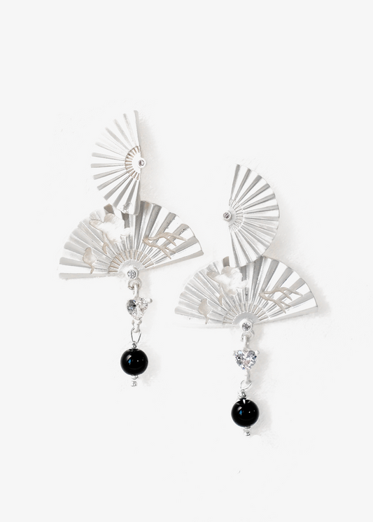 Silver Kyoto Fan Earrings