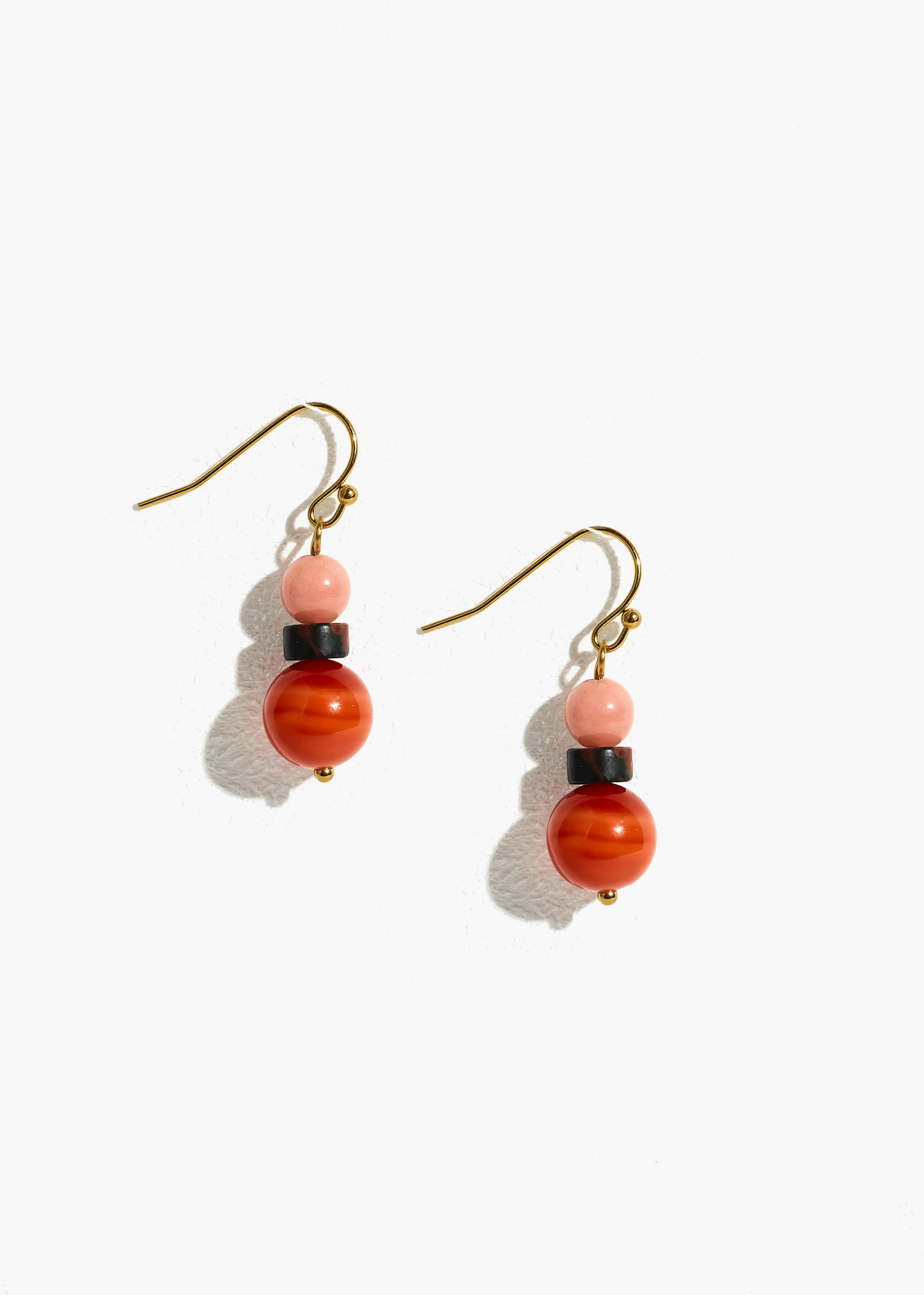 Red Agate and Pink Coral Earrings