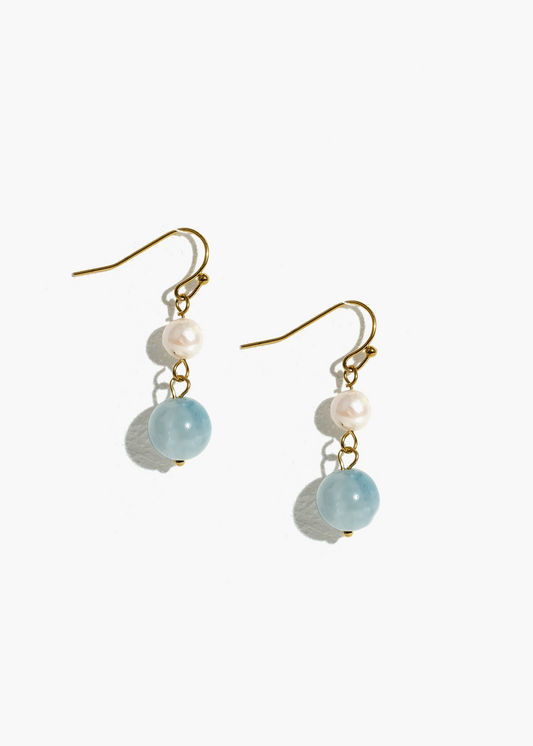 Aquamarine and Freshwater Pearl Earrings