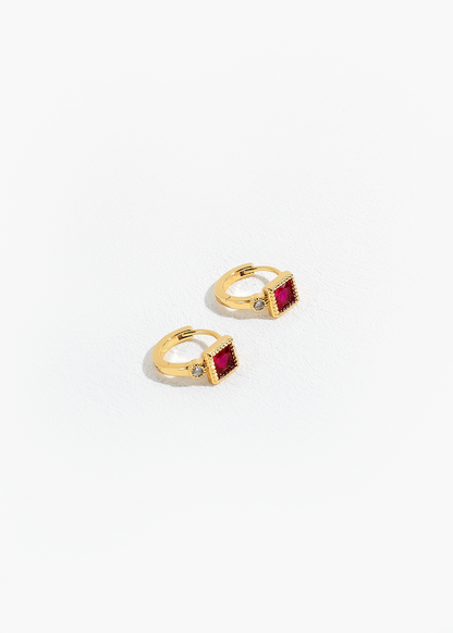 Garnet Gem Huggie Earrings