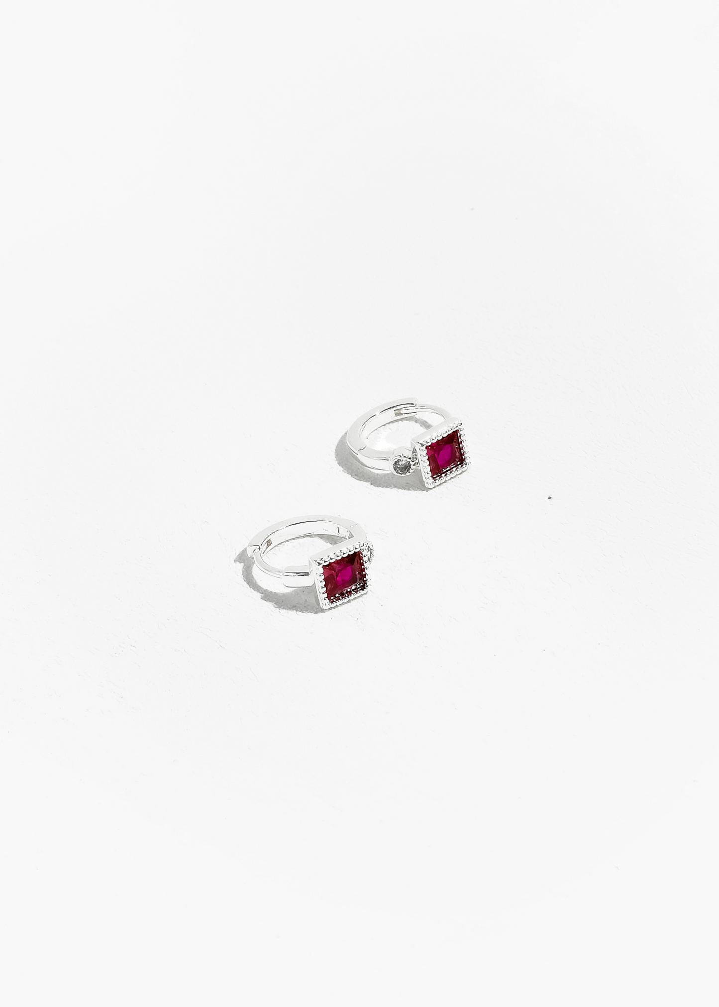 Garnet Gem Huggie Earrings