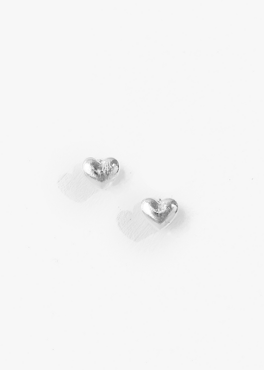 Brushed Mini Heart Huggie Earrings