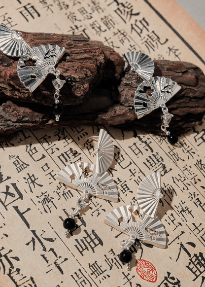 Silver Kyoto Fan Earrings