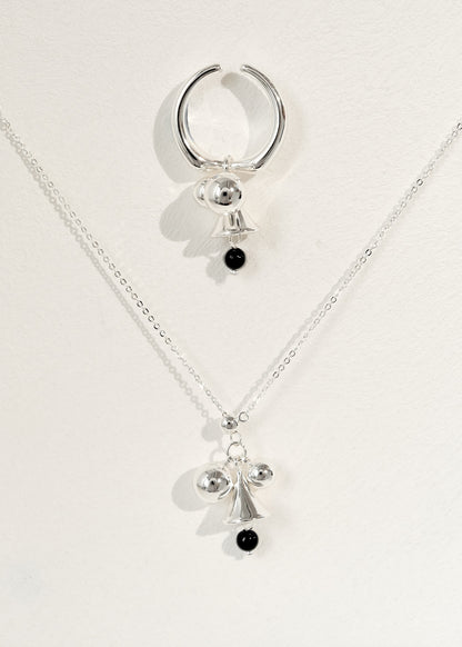 Sliding Chain Bell Pendant Necklace